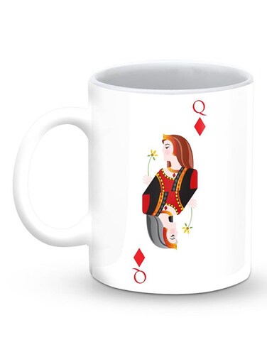 Premium Queen Of Diamonds Designer Mug White/Red