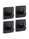 4 Pack Adhesive Wall Hooks Heavy Duty Stick Towel Holder Hook Stainless Steel Wall Hangers for Coats Keys Robes Home Bathroom Kitchen Classroom Office(Black)