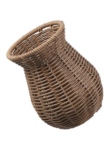 Cabilock Dark Brown Rattan Plastic Vase Basket Vase Decorative Holder Woven Vase