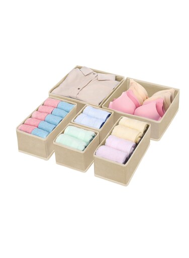 Foldable Beige Fabric Drawer Organizers for Underwear, Socks, and Shirts, Perfect Closet Storage Solution