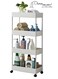 Kitchen Storage Shelf Refrigerator Side Shelf 4 Layer Removable With Wheels Bathroom Organizer Shelf Gap Holder Bathroom Accessorie White