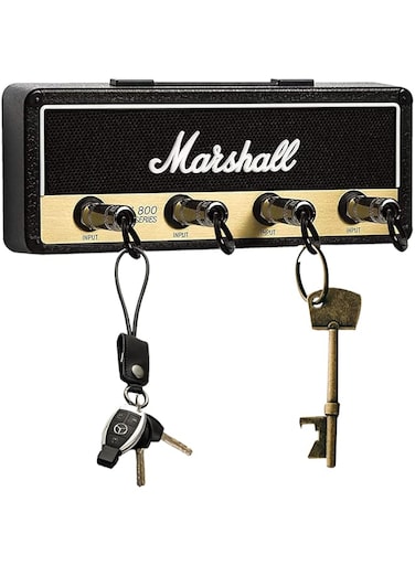 Angju Key Holder, Key Organisation Wall Mounted Key Rack Guitar Amplifier with 4 Plug Keyrings for entryway Mudroom,Hallway,Kitchen,Office Letter