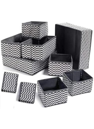 Foldable Cloth Storage Box, 10 Pcs Grey Drawer Organizers for Clothing, Clothes Drawer Organizer for Storing Bras, Baby Clothing, T Shirt, Socks, Scarves, Tie