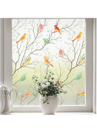 Tazweeq Window Privacy Film,Stained Glass Window Film Frosted Glass Window Film Bathroom Window Privacy Film Non-Adhesive Heat Control Window Film Decorative for Room(45 x 200 cm)