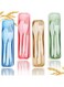 Travel Utensils Set with Case, 4 Sets Wheat Straw Portable Knife Fork Spoons Tableware, Eco-Friendly BPA Free Cutlery for Kids Adults Picnic Camping Utensils(Green, Beige, Pink, Blue)