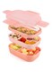 Khazna Bento Box Adult Lunch Box, 72oz Stackable Bento Lunch Box for Adults, 3 Layers Bento Lunch Containers Leak-Proof Lunchbox with Utensil Sauce Dressing Containers for Dining Out, Work (Pink)