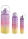 Motivational Sports 2L Water Bottle Leak Proof   Outdoor with Time Marker, Wide Mouth, Straw, Full Day Hydration - Purple Gradient