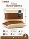 Pack of 2 Down Alternative Bed Pillows, 1250g Fill, Cotton Blend Cover, Hotel Quality, 50x75cm, Cream-Brown