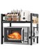 Microwave Stand, Microwave Oven Rack With 6 Hooks, Expandable Horizontal Extension Microwave Shelf, Kitchen Counter Organizer for Toaster Oven Rice Cooker