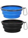 Kytely Large Collapsible Dog Bowls 2 Pack, 34oz Foldable Dog Travel Bowl, Portable Dog Water Food Bowl with Clasp, Pet Cat Feeding Cup Dish for Traveling, Walking, Parking (Black+Blue)