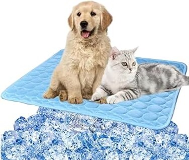 Zuooiec Dog Cooling Mat, Washable Pet Cooling Mat, No Water or Refrigeration Required, Collapsible Self- Cooling Pad for Dog Bed, Cat, Rabbit and Guinea Pig Cages (S, 50 * 40 cm)
