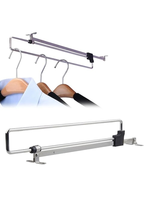 THE WHITE SHOP Extendable Clothes Rail, Stainless Steel Wardrobe Rail, Clothes Rail, Adjustable Wardrobe Clothes Rail, Pull Out Hangers, Telescopic Cabinet Tube(14)