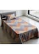 Single size Cotton Blend Flat Bedsheet Set 144 Thread Geometric Striped Design 130x240 cm