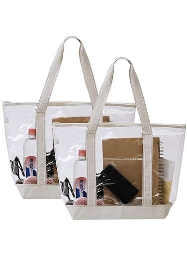 VENO Clear Bag Transparent Vinyl PVC Tote, Stadium, Outdoor, Beach, Pool