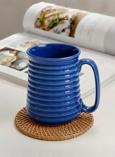 And Twine Ocean Blue Ribbed Jumbo Mug Set of 2