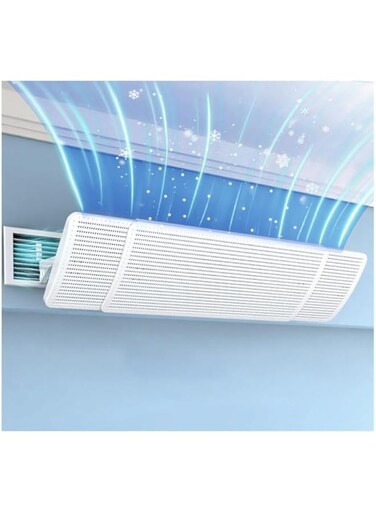 Strayelf Central AC Air Flow Deflector, Air conditioner wind shield Air Flow Deflector Duct machine Air outlet baffle Anti-direct blowing Shield Universal Purification Scalable (80-120 cm)