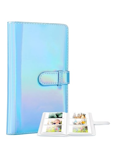 MAKINGTEC Mini Photo Album, 96 Pockets Laser Photo Album for Polaroid Photos, Photo Favorites for Color Film Photo Camera Paper Credit Card Business Card (Blue)