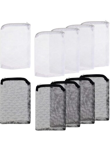 Onwon 10 Pieces Aquarium Filter Bags Fish Tank Media Mesh Filter Bags Net Bag with Zipper for Charcoal Pelletized Remove Activated Carbon, Biospheres, Ceramic Rings