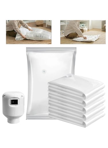 OYDAS Vacuum Storage Bags, 4pcs Reusable Compression Bags(S-70x50cm+M-80x56cm+L-100x70cm+XL-100x80cm) with Electric Pump,Premium Vacuum Storage Bags for Bedding,Clothes,Curtains,Pillows