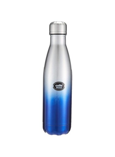 Cello Shine Vacuum Insulated Steel Bottle, Blue/Silver, 500 ml