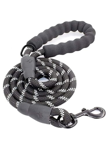 YHRY Black Strong Dog Leash, Comfortable Padded Handle, Highly Reflective Threads Dog Leash, Reflective Nylon Pet Leash Suit Medium and Large Dogs Night Walk, Puppy Training