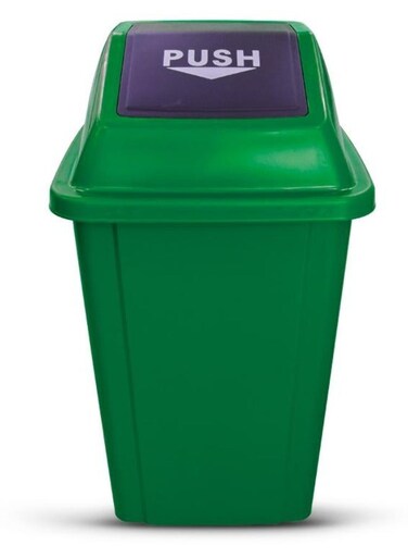 Quadrate 60L Trash Bin with Swing Lid &acirc;&euro;&ldquo; Glossy Plastic Garbage Can &acirc;&euro;&ldquo; Ideal for Home, Office, &amp; Public Areas &acirc;&euro;&ldquo; Green