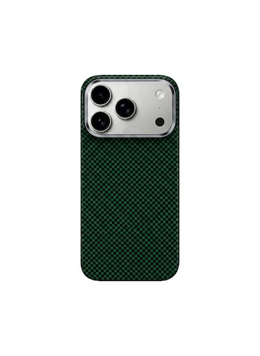 جراب Mobcos لهاتف iPhone 17 Pro Max Chex بلون أخضر سادة مصنوع من ألياف الأراميد، بنسيج 1500D Fusion Weave، غطاء مغناطيسي فائق النحافة وخفيف الوزن، متوافق مع MagSafe