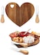 Set Favor Heart Cheese Board With Knife, Wood Mini Charcuterie Board Thank You Gift Box For Guest Bridal Baby Shower Prize Wedding Valentines Birthday