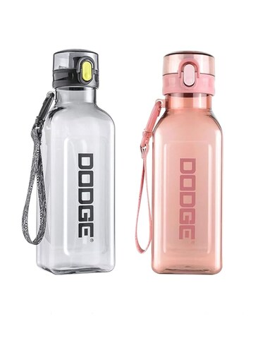 Water Bottle 1L BPA Free Leak Proof Gym Bottle, Portable Transparent Square Creative Sport Water Bottles for kids Fitness Gym Office Camping Outdoor Sports and Exercise (Pink)