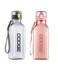 Water Bottle 1L BPA Free Leak Proof Gym Bottle, Portable Transparent Square Creative Sport Water Bottles for kids Fitness Gym Office Camping Outdoor Sports and Exercise (Pink)
