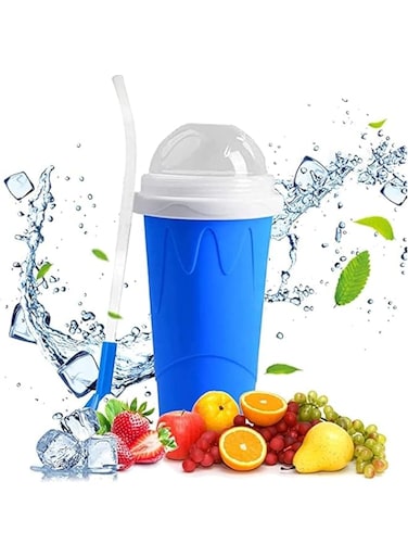 MAGA ZONE Slushie Maker Cup - Frozen Magic Slushy Maker Squeeze Cup, Portable Silica Smoothie Cup for Slushies, Milkshakes, Ice Cream, and Icee - Blue