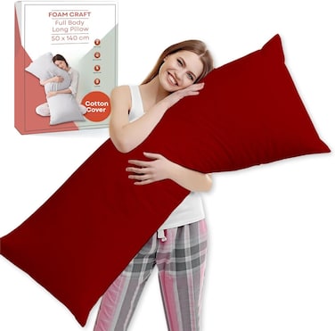 CRAFT&Acirc;&reg; Full Body Long Pillow with Cotton Cover - Burgundy, 50 x 140 cm