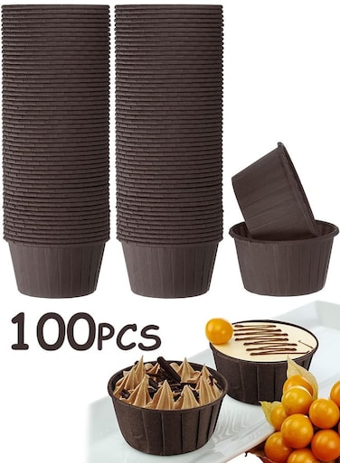 Pcs Disposable Cupcake Baking Cups High Temperature Resistant Oil Proof Liner Parchment Paper Cupcake Baking Wrappers Accessories and Birthday Party Decorations (Brown)