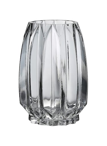 Lucky Bird Black Grey Glass Vase Modern Ribbed Glass Vase for Flowers, Candles, and Decorative Accents - Tall/Short Glass Vase for Centerpieces Home Table Decor(Grey H7.87inch)