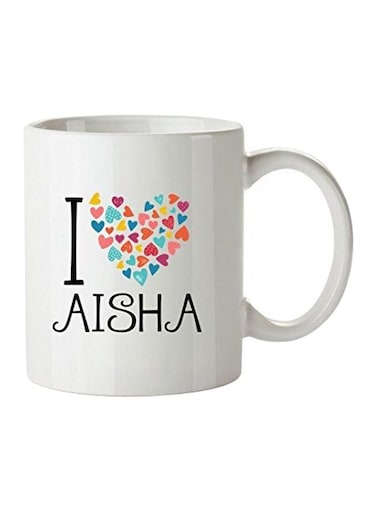 I Love Aisha Printed Mug White/Black/Pink