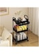 DESALOV 3 Tier Rolling Cart Organizer, Plastic Rolling Cart with Lockable Wheels &amp; Reinforced Handle, Lightweight Utility Cart Storage Cart for Kitchen, Bathroom, Craft Room, Black