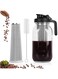 Cold Brew Coffee Maker, 64 oz Wide Mouth Mason Jar Pitcher with Stainless Steel Filter, Pour Spout Handle Lid, Heavy Duty Glass Airtight &amp; Leak-Proof Pitcher for iced coffee &amp; Tea Lemonade