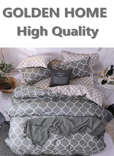 HOME 6 Piece King/Queen/Single size, striped pattern duvet cover set. set includes 1 Comforter Cover, 1 Fitted Bedsheet, 4 Pillowcases