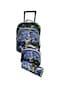 3 Pieces Cartoon-Printed School Trolley Bag for Kids  18 Inch with Lunch Bag and Pencil Pouch Included (Black Blue Design, 18 Inch)
