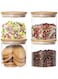 Glass Storage Jar with Bamboo Lids,Glass Airtight Canisters sets,Spice Jar, Pantry Organization and Storage Containers Ideal for Sugar, Coffee, Cookie, Candy,Cereals (700ml/24.6 oz, Set of 4)