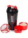 3 Layers Shaker Protein Bottle Powder Shake Cup Large Capacity Water Bottle Mixing Cup Body Building Exercise Mixing Bottle (Red)