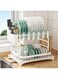 Supvox Dish Drying Stand, 2 Tier Dish Racks for Kitchen Counte, with 360&deg; Rotating Drainer Board and Utensil Holders Rustproof Dish Drainer, Detachable Dish Drainer for Kitchen Storage Organization