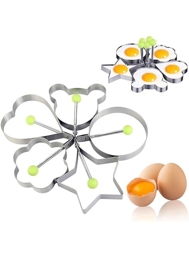 FUIN Eggs Rings, Nonstick Egg Rings, Crumpet Ring Mold Shaper for English Muffins Pancake Cooking Griddle, Portable Grill Accessories for Camping Indoor Breakfast Sandwich Burger, 5PCS