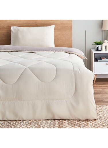 Box Derby 2-Piece Reversible Microfiber Single Comforter Set - 135x220 cm