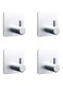[YNOBUN] Square Bathroom Hooks Aluminium Waterproof Self-Adhesive Heavy Duty Towel Hooks Wall Mounted Hooks for Hanging Towels, Coats, Keys and Home Kitchen Utensils, Set of 4 (Silver)