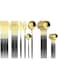 Uniturcky Gold Silverware Set, 24-Piece Stainless Steel Flatware Set Service For 6, Mirror Polished Black Handle Tableware Cutlery Set Knife Fork And Spoon For Home &amp; Restaurant, Dishwasher Safe