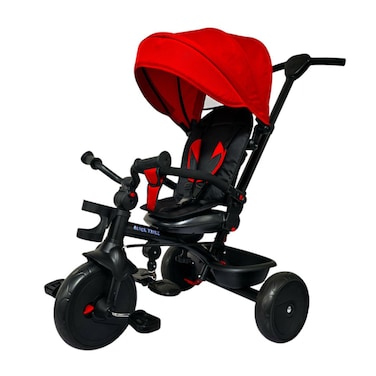 Lovely Baby LB 577HC Tricycle for Kids with Push Handle,Canopy, Safety, Bottle Holder, Footrest, EVA Wheels &amp; Rear Basket &ndash; Steel Frame Ride-on for Ages 1-3 Years - Red