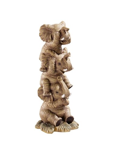 Design Toscano NG33769 Hear-No, See-No, Speak-No Evil Stacked Elephants Collectible Statue, Single,Medium