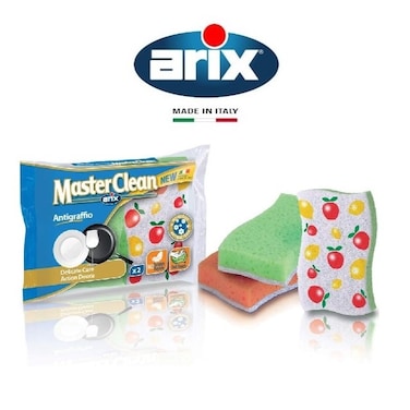 Arix Master Clean Non-Scratch Synthetic Sponge Scourer 2pcs - Perfect for Kitchen Use