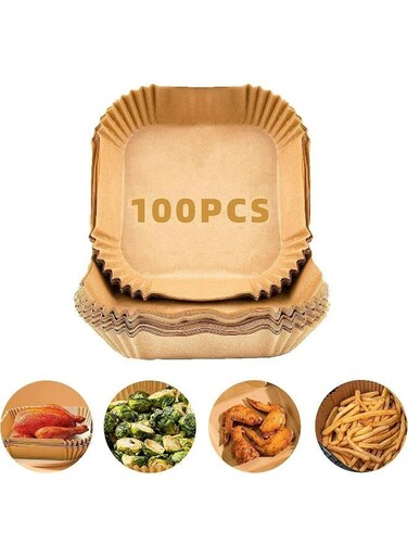 Pcs Air Fryer Disposable Paper Liner, Air Fryer Liners Square, Baking Paper for Air Fryer Water-proof, Parchment Paper for Baking Roasting Microwave, 16 CM (6.3 inch)